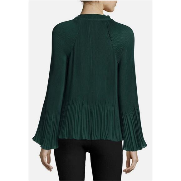 Derek Lam 10 Crosby Emerald Pleated Tie Neck Long Sleeve Blouse 6 - Picture 9 of 12